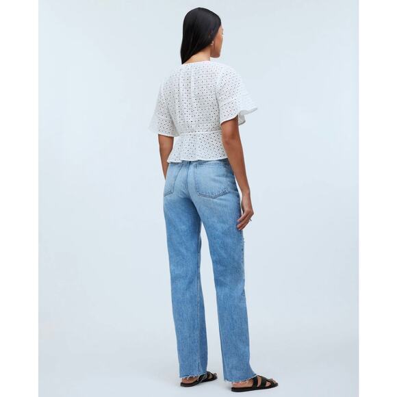 Madewell The 90s Straight Light Wash Jeans Distressed Hem Streetwear Size 24 NWT - Picture 3 of 13